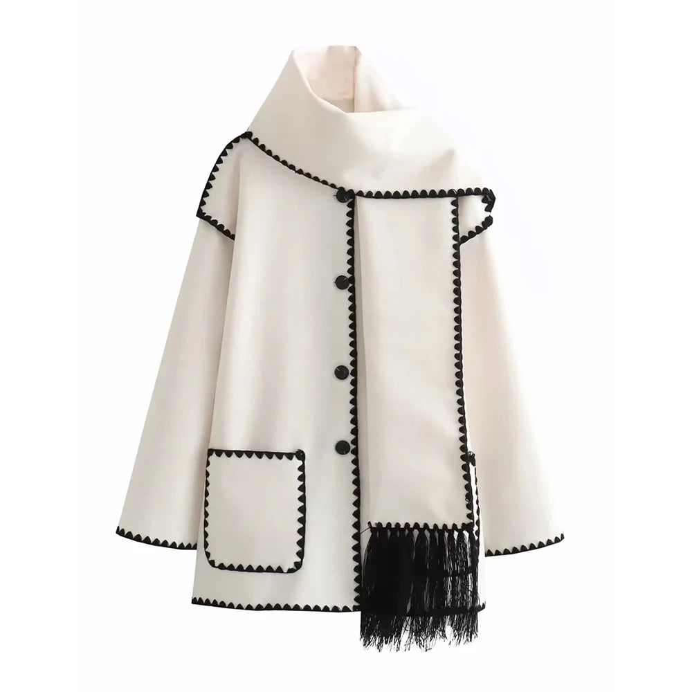 Scarf Collar Designer Coat